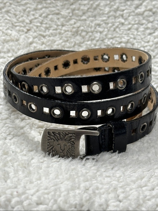 Anne Klein Accessories - Ann Klein Skinny Black Belt, Decorative Metal Holes & cutouts Adjustable.